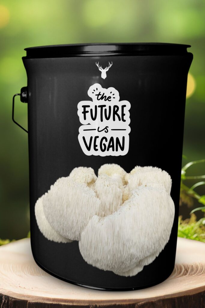 "The Future is Vegan" Lion's Mane Mushroom Grow Kit - Embrace Veganism with Organic Gourmet Mushrooms