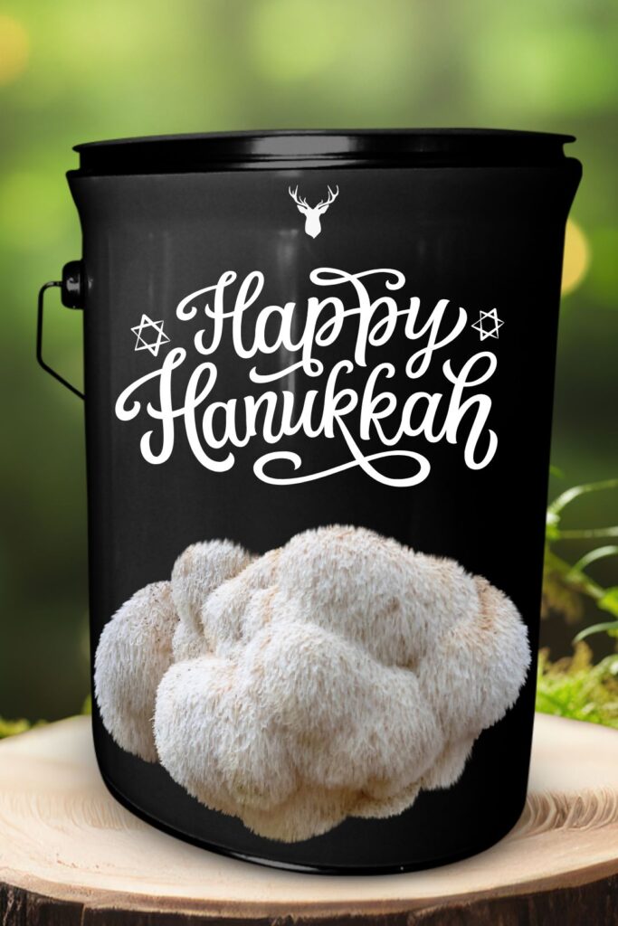 "Happy Hanukkah" Lion's Mane Mushroom Grow Kit - Illuminate the Festival of Lights with Organic Delight